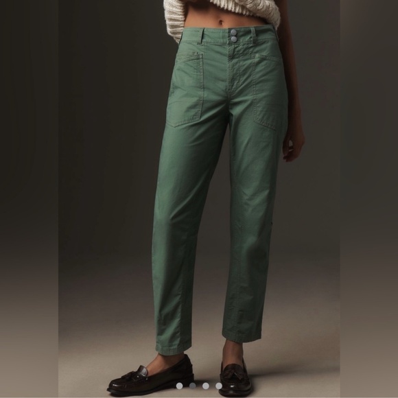 Pilcro Anthropologie Wanderer Pant 26 Green Mid Rise Double Front Utility - Picture 16 of 16